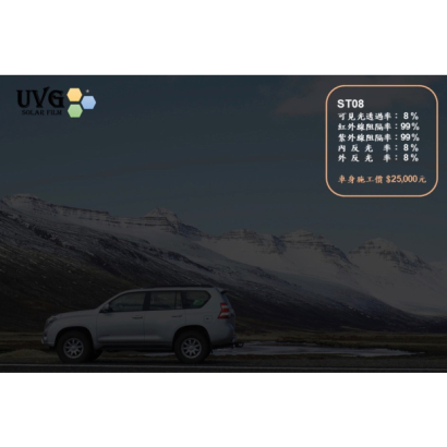 UVG晶星ST08隔熱紙｜8%低透光汽車隔熱紙，高隱私深色隔熱膜